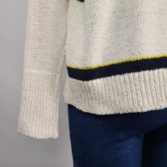 LOFT Cream and Navy Striped Sweater - Picture 9 of 12
